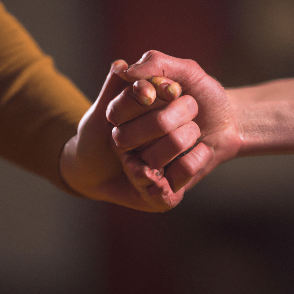 2 - [A photo of a couple holding hands, looking determined and focused on rebuilding their relationship.]. Sigma 85 mm f/1.4. No text.