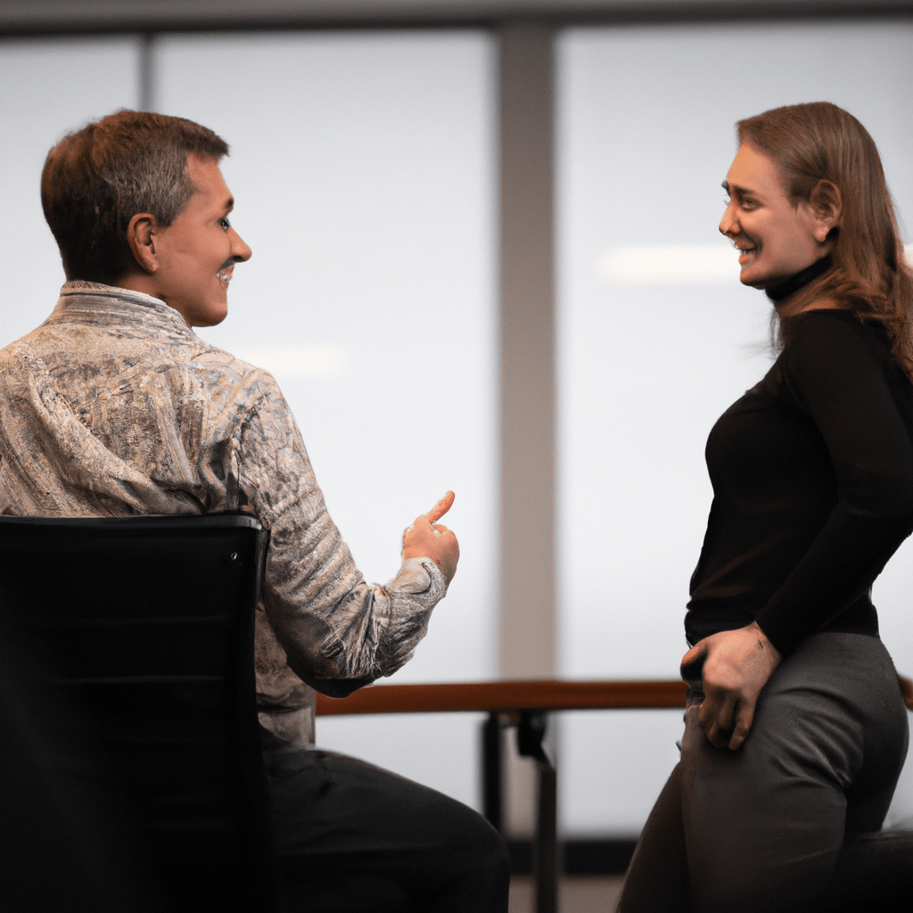 PHOTO: Two colleagues participating in an open and respectful discussion during a workplace meeting. Nikon 35 mm f/1.4. No text.. Sigma 85 mm f/1.4. No text.
