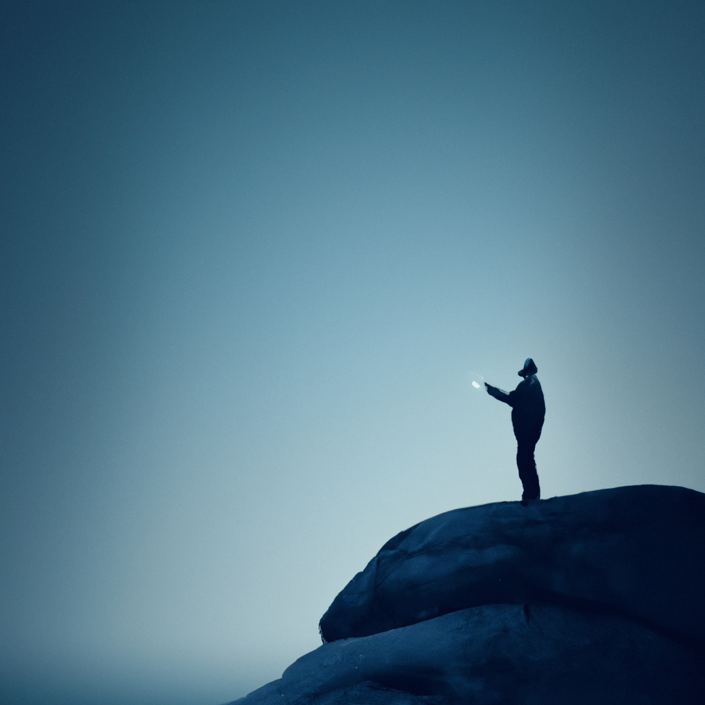 13 - [Silhouette of a person standing alone on a cliff, symbolizing the hidden secrets of infidelity.]. Sigma 85 mm f/1.4. No text.