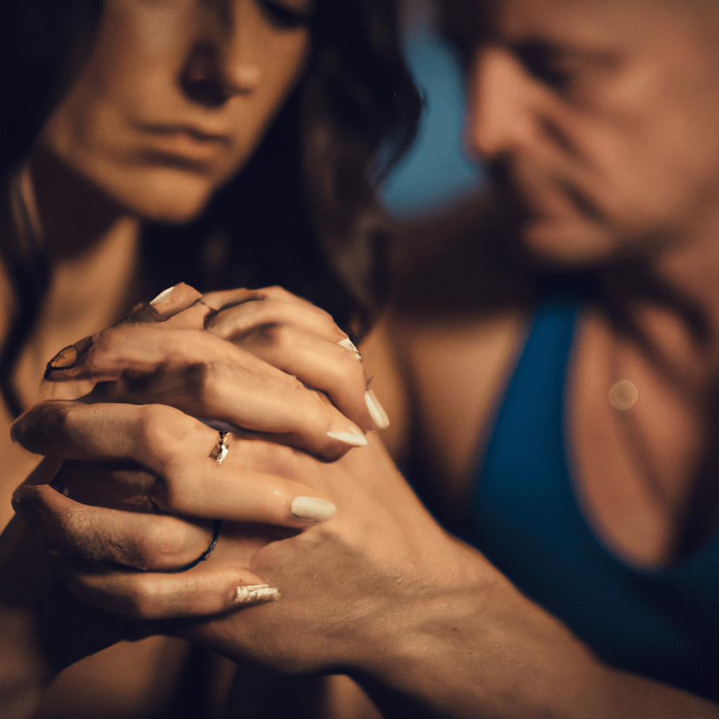A photo of a couple holding hands, their faces showing determination and hope, symbolizing the challenging journey of rebuilding trust after confessing infidelity. Sigma 85 mm f/1.4. No text.. Sigma 85 mm f/1.4. No text.