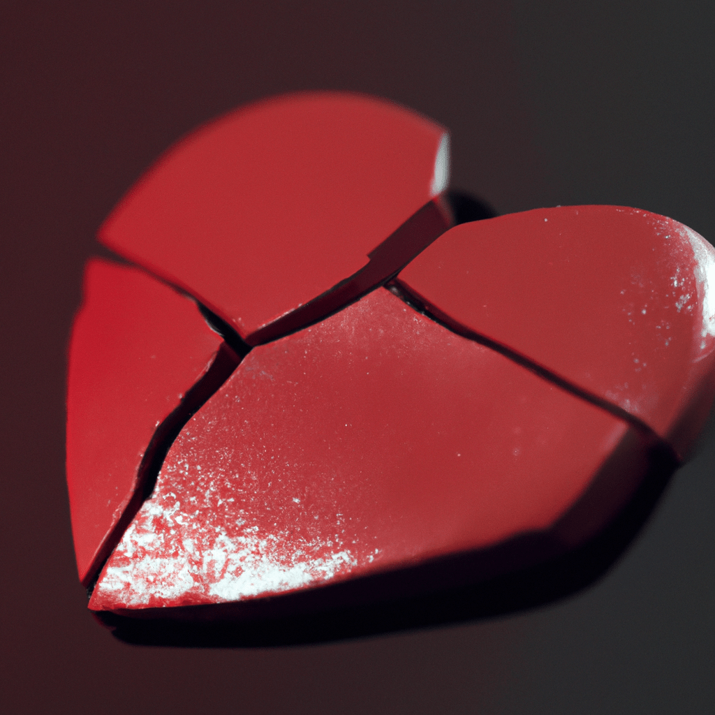 [An image of a shattered heart symbolizing the pain caused by infidelity.]. Sigma 85 mm f/1.4. No text.