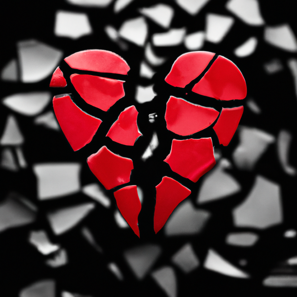 A picture of a shattered heart symbolizing the damage caused by virtual infidelity.. Sigma 85 mm f/1.4. No text.
