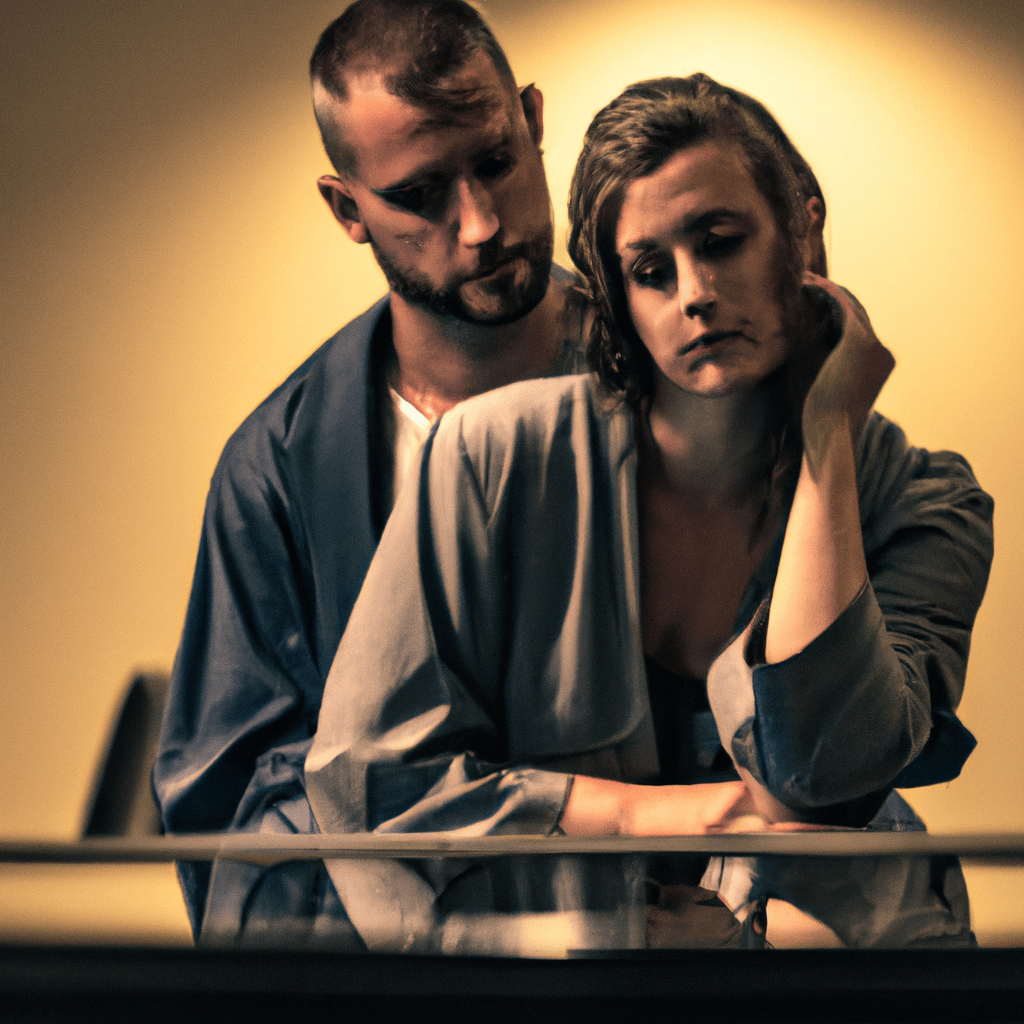 A photo of a couple sitting in silence, their eyes filled with lost trust and fading connection. It captures the devastating consequences of infidelity, highlighting the struggle to rebuild trust and repair the foundations of their relationship. Sigma 85mm f/1.4. No text.. Sigma 85 mm f/1.4. No text.