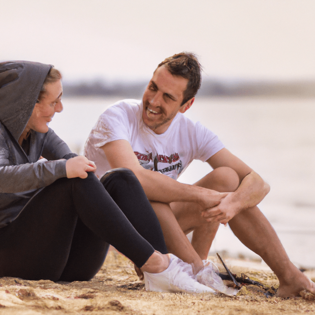 5 - [Image description]: A couple sitting at a beach, talking and laughing, rebuilding their trust and connection through open and honest communication. 
#communicationiskey #rebuildingbonds #reconnecting. 
Canon EOS 80D. No text. Sigma 85 mm f/1.4. No text.. Sigma 85 mm f/1.4. No text.