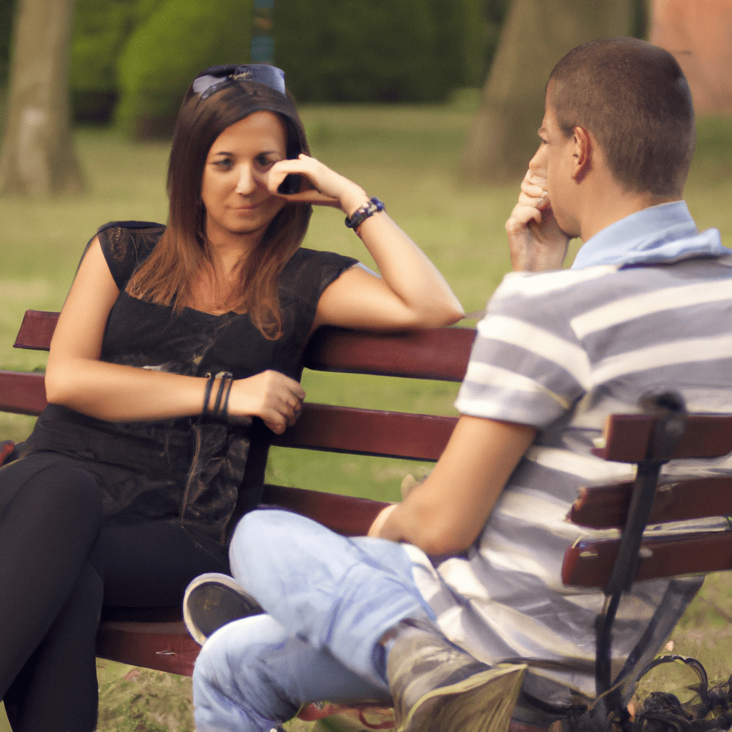 2 - [Image: A couple sitting on a park bench, engaged in open and honest communication, symbolizing trust and rebuilding a relationship after infidelity.]. Canon 50 mm f/1.8. No text.. Sigma 85 mm f/1.4. No text.